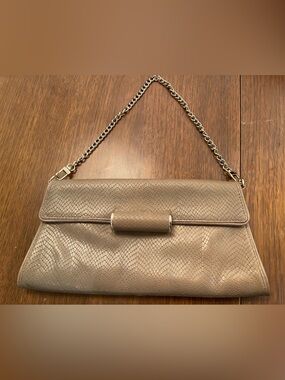 Taupe Textured Chain-Handle Women's Clutch